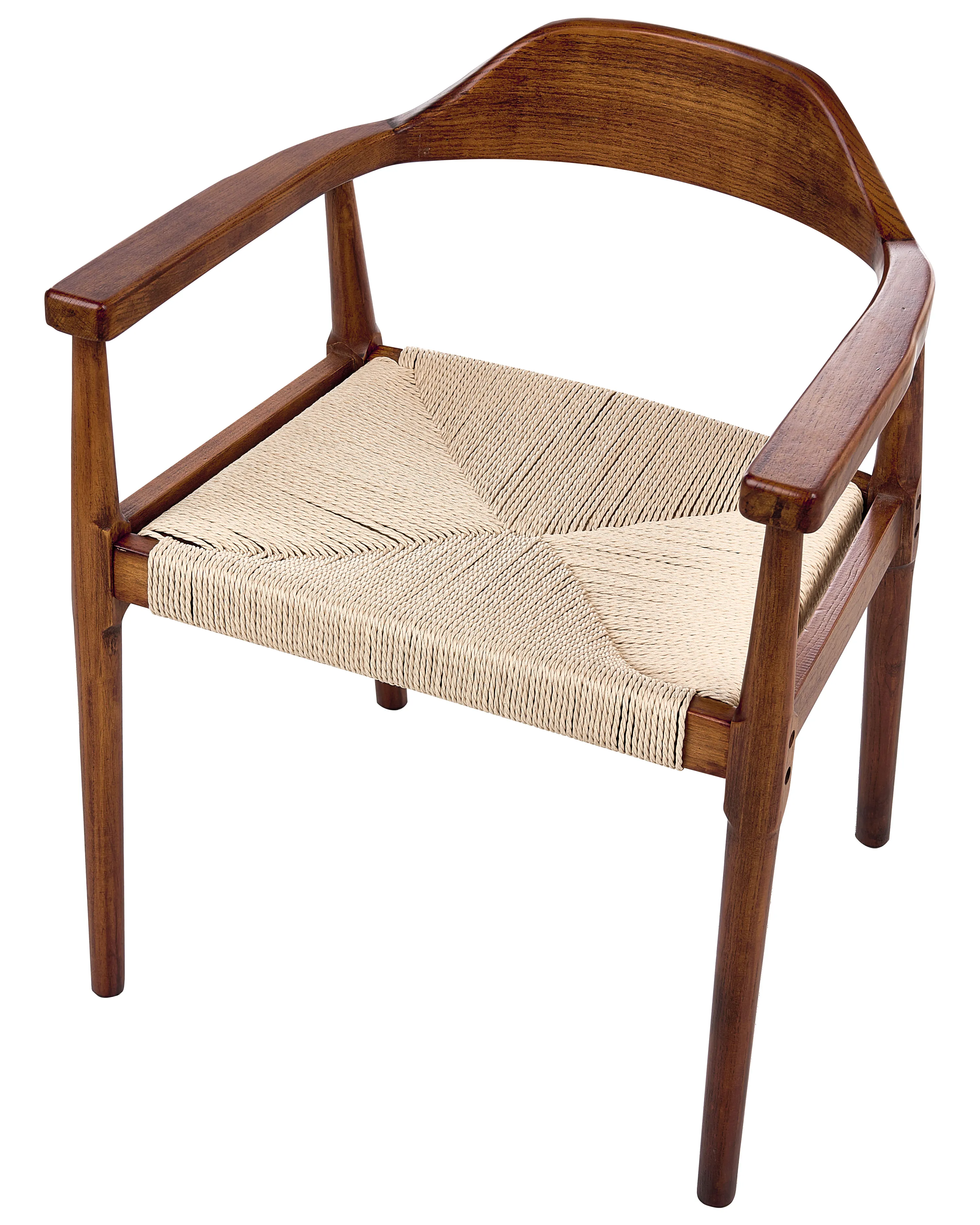 Set van 2 eetkamerstoelen OAKDALE Hout Donkerbruin/beige