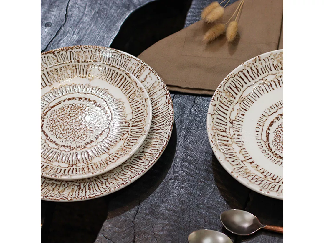 Novastyl - Lot 6 Assiettes Plates Lodge 27cm En Porcelaine