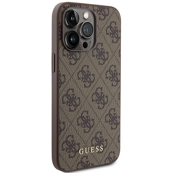 iPhone 15 Pro Max Hybrid Hardcase Hülle Metal Gold Logo (GUHCP15XG4GFBR) - Braun