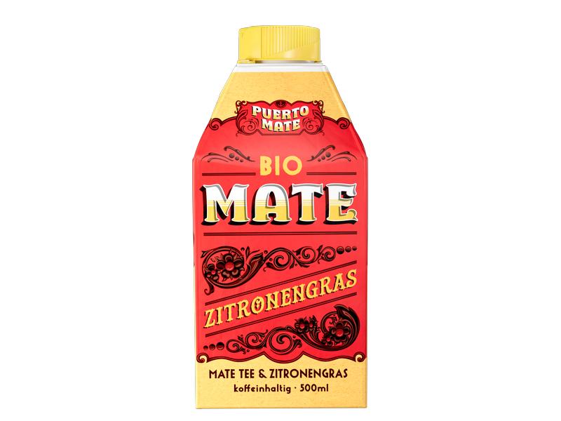 Puerto Mate Bio – Mate & Zitronengras 8 x 0.5 l Koffeinhaltiges Erfrischungsgetränk aus Mate-Tee