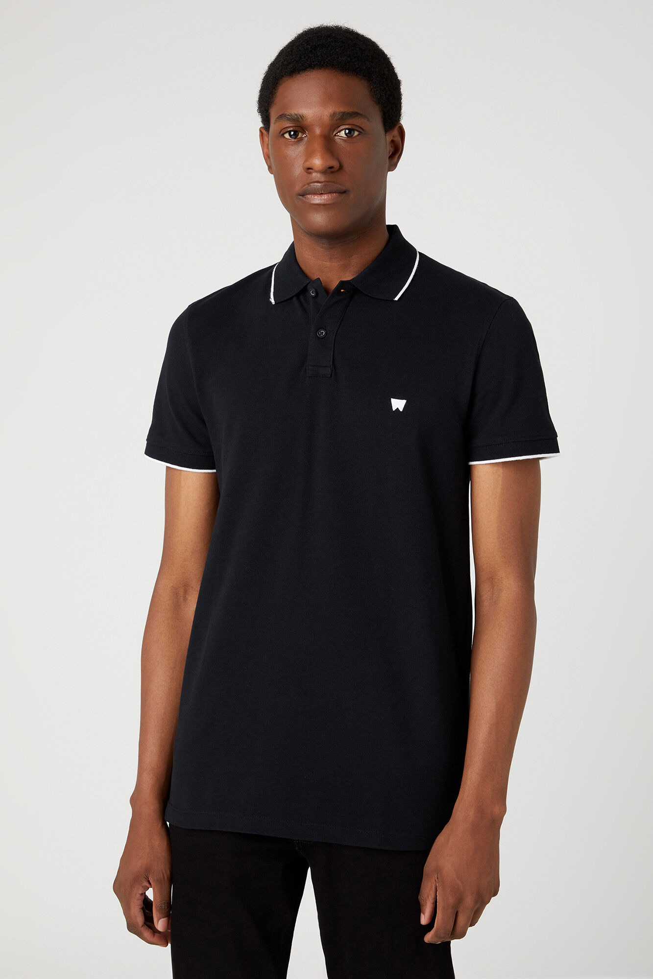 Camisa polo de manga curta padrão - Preta