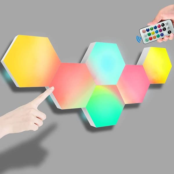 Hexagon LED Lys plater med fjernkontroll