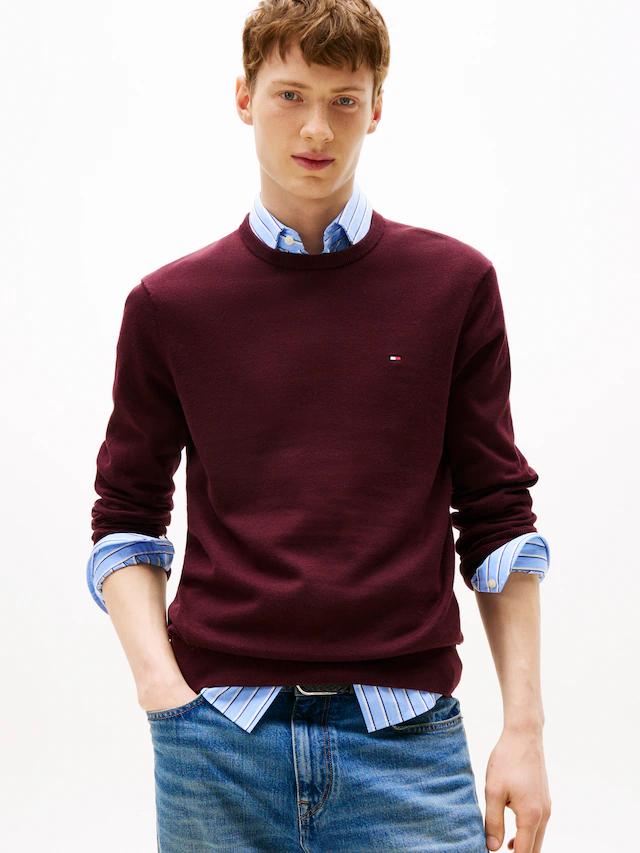 Tommy Hilfiger Rundhalspullover »ESSENTIAL COTTON CREW NECK«, 100% Baumwolle Crewneck Regular Fit Premium Mode