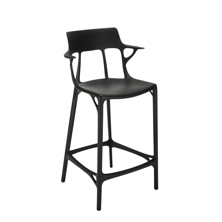 Kartell - AI Barstuhl recycled, SH 65 cm, schwarz