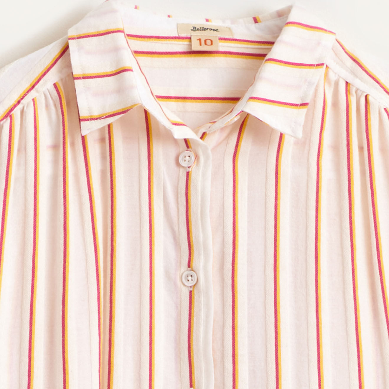 Bellerose Robe chemise Angie texturée à fines rayures blanc/orange