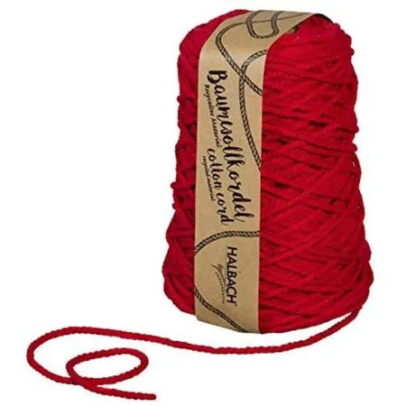 Halbach Baumwollkordel, Makramee Garn, 5 mm, 80 m, 500 g, rot