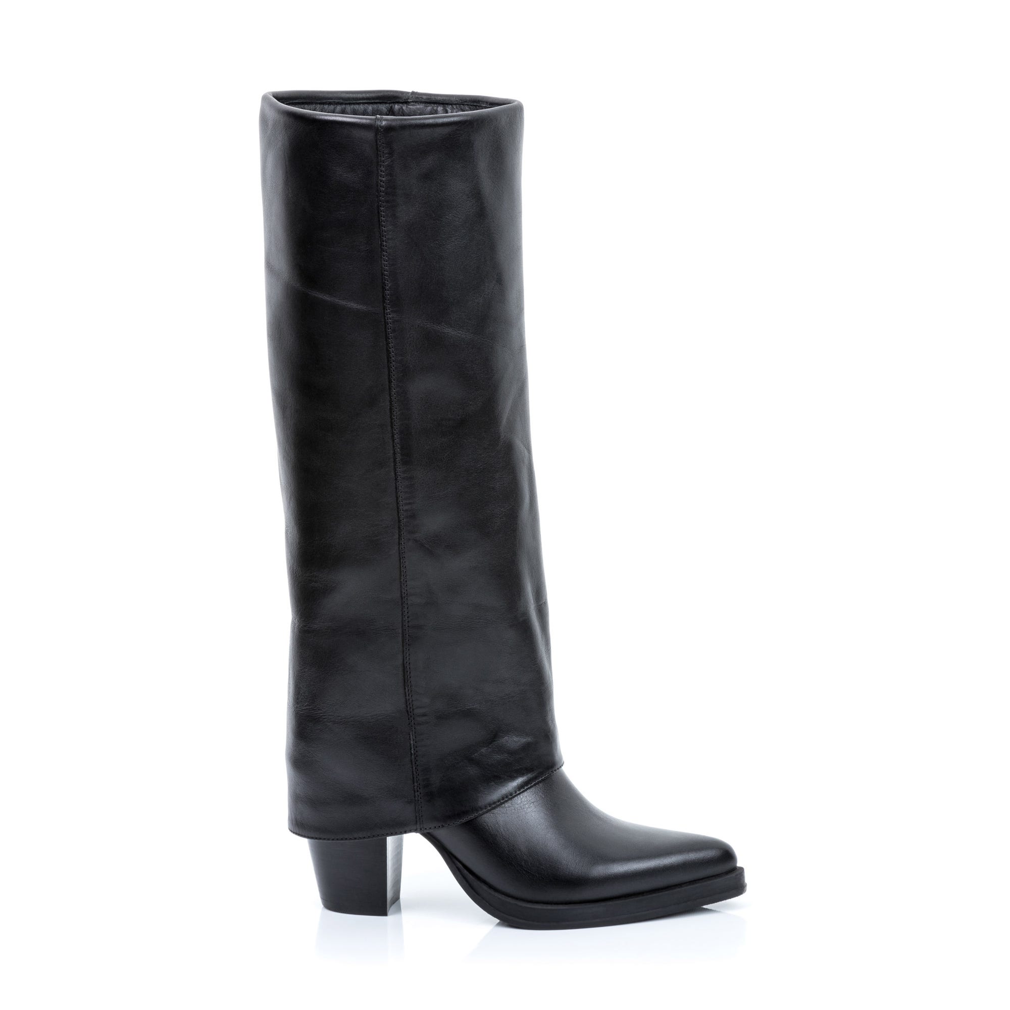 Bottes à talon Femme en cuir noir