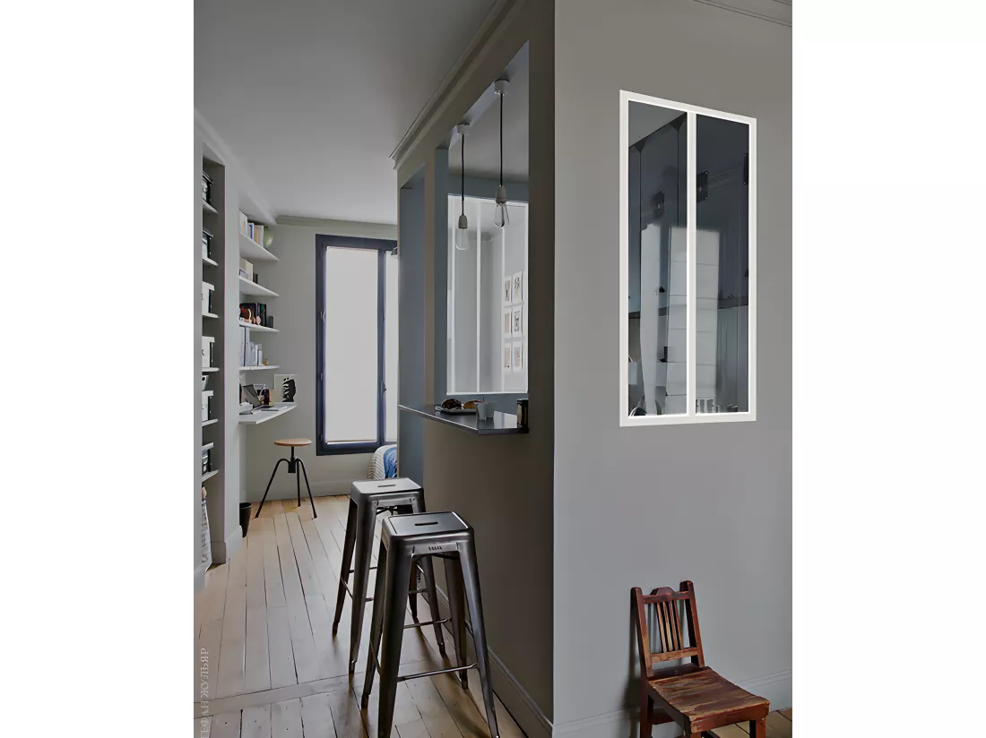 Verrière atelier en aluminium thermolaqué - 60x105 cm - Blanc - BAYVIEW