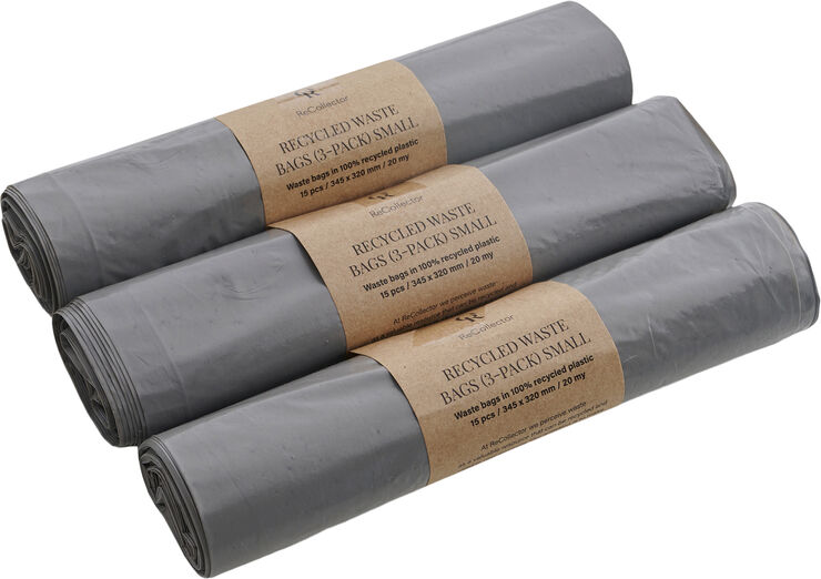 RECOLLECTOR RECYCLED WASTE BAGS 3-pack Small Grey