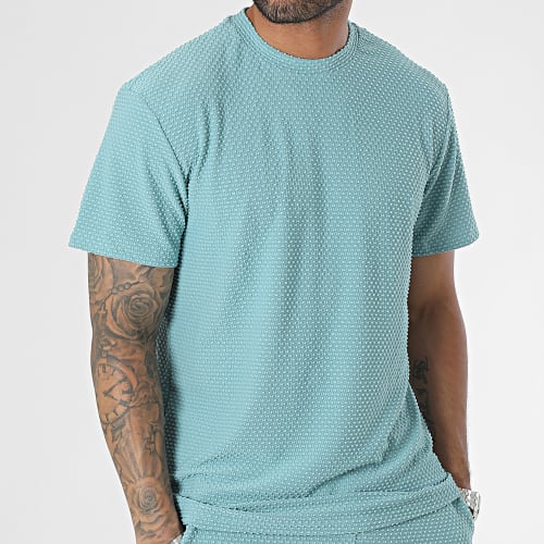 Ensemble Tee Shirt Et Short Jogging Turquoise
