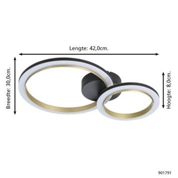 Eglo plafondlamp Calliera LED zwart-messing 12W