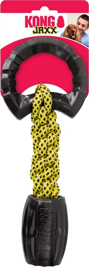 Kong hondenspeelgoed Jaxx braided tug zwart / geel 5 x 11 x 31 cm
