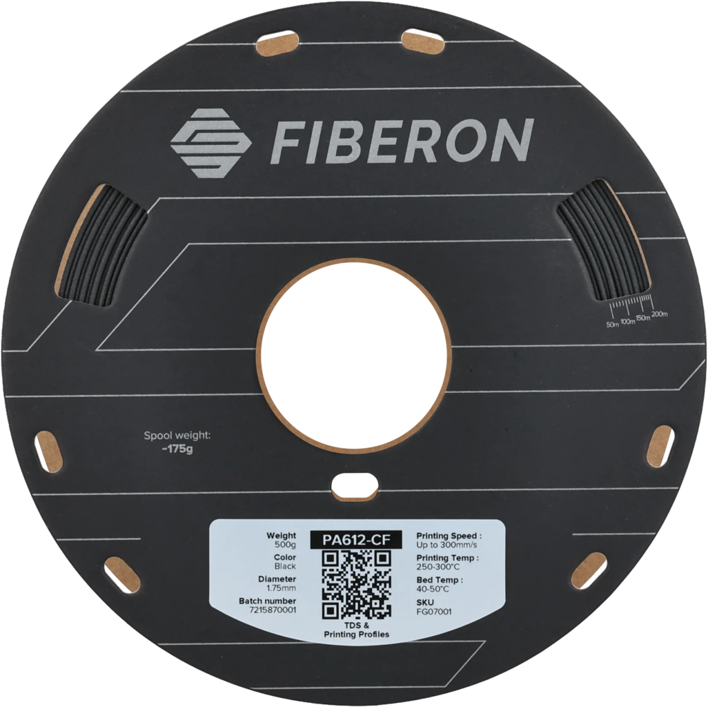 Polymaker  Fiberon™ PA612-CF15 Black, 1,75 mm / 500 g    Kohlefaserverstärktes Nylon in Schwarz