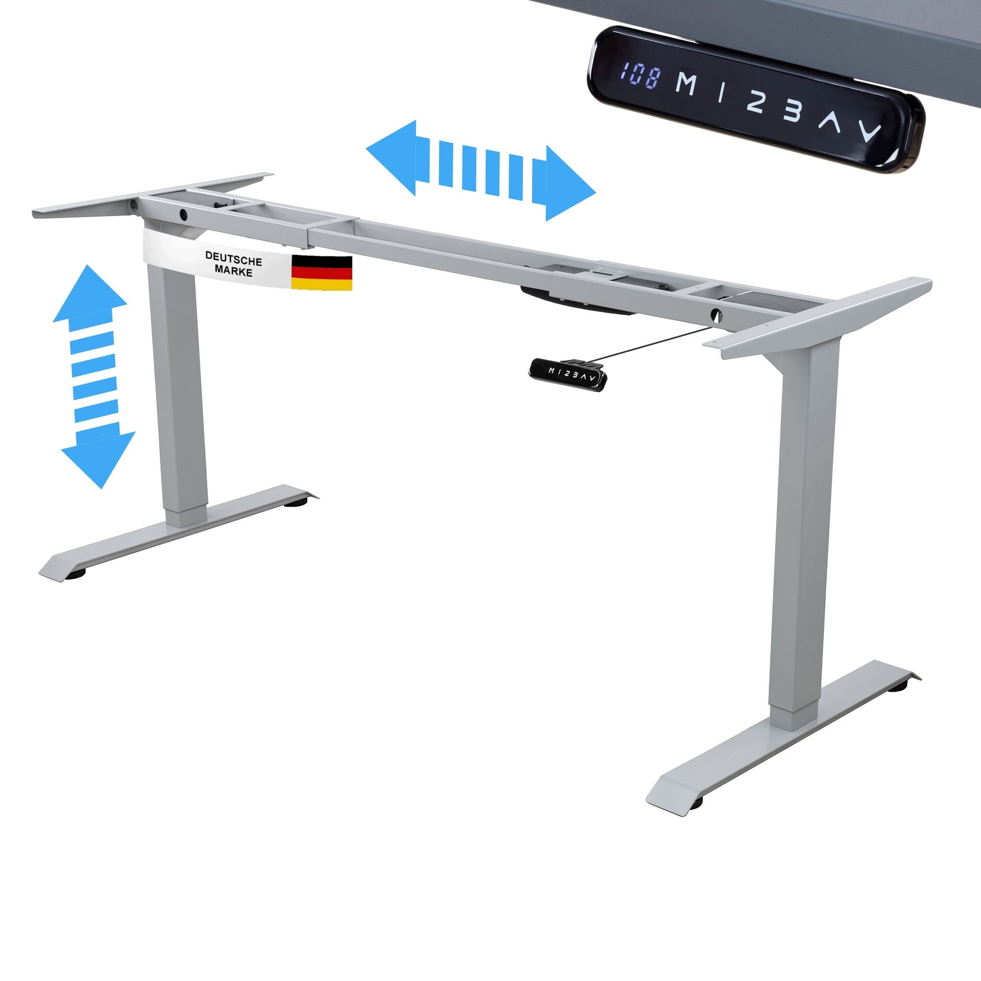 ALBATROS Lift S5S Gestell für Schreibtisch Höhenverstellbar Elektrisch, 2x Motoren, silber - Stufenlos Höhenverstellbares Schreibtischgestell/Tischgestell, Memory-Funktion, Kollisionsschutz