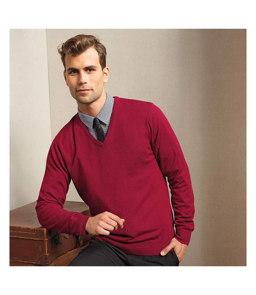 Premier - Pull à col en V - Homme (Vert bouteille) - UTRW1131