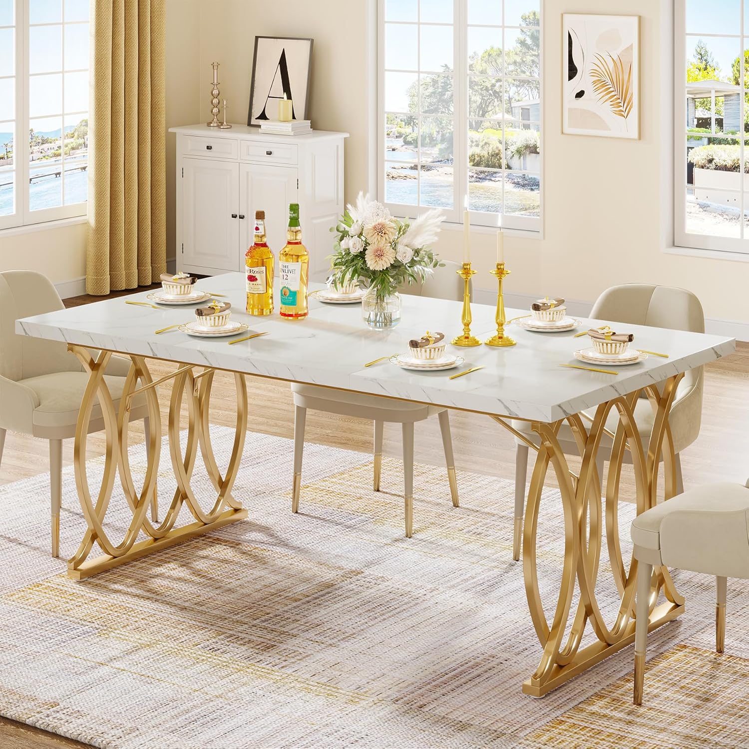 LITTLE TREE Modern Dining Table for 4-6 People, 63