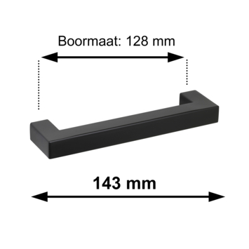 Greep Eddy zwart rvs 128 mm