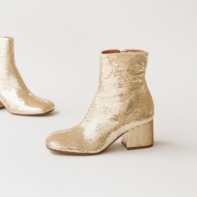 Bottines à talons  en sequins platine