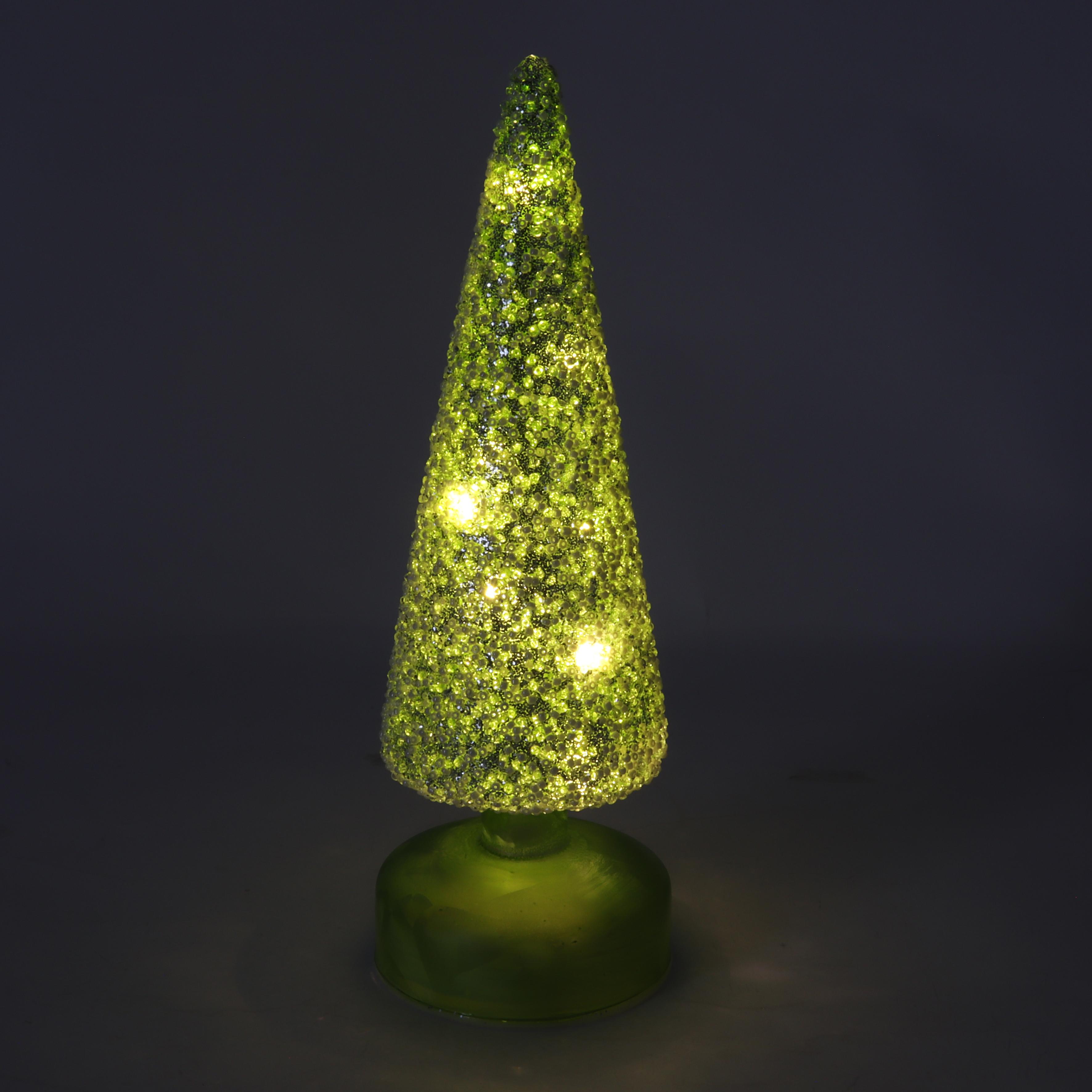 SAPIN A POSER VERRE LUMINEUX H.26CM
