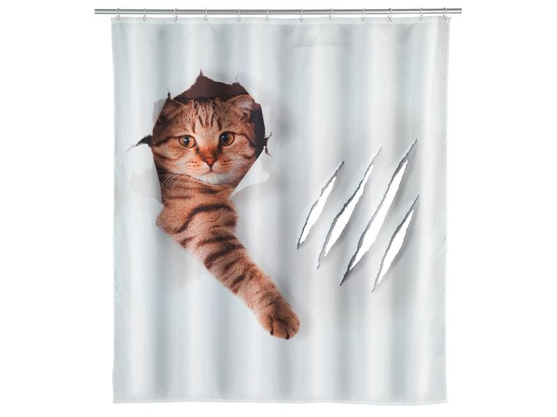 Wenko Duschvorhang Cute Cat 180 x 200 cm Pflegeleichter Badevorhang