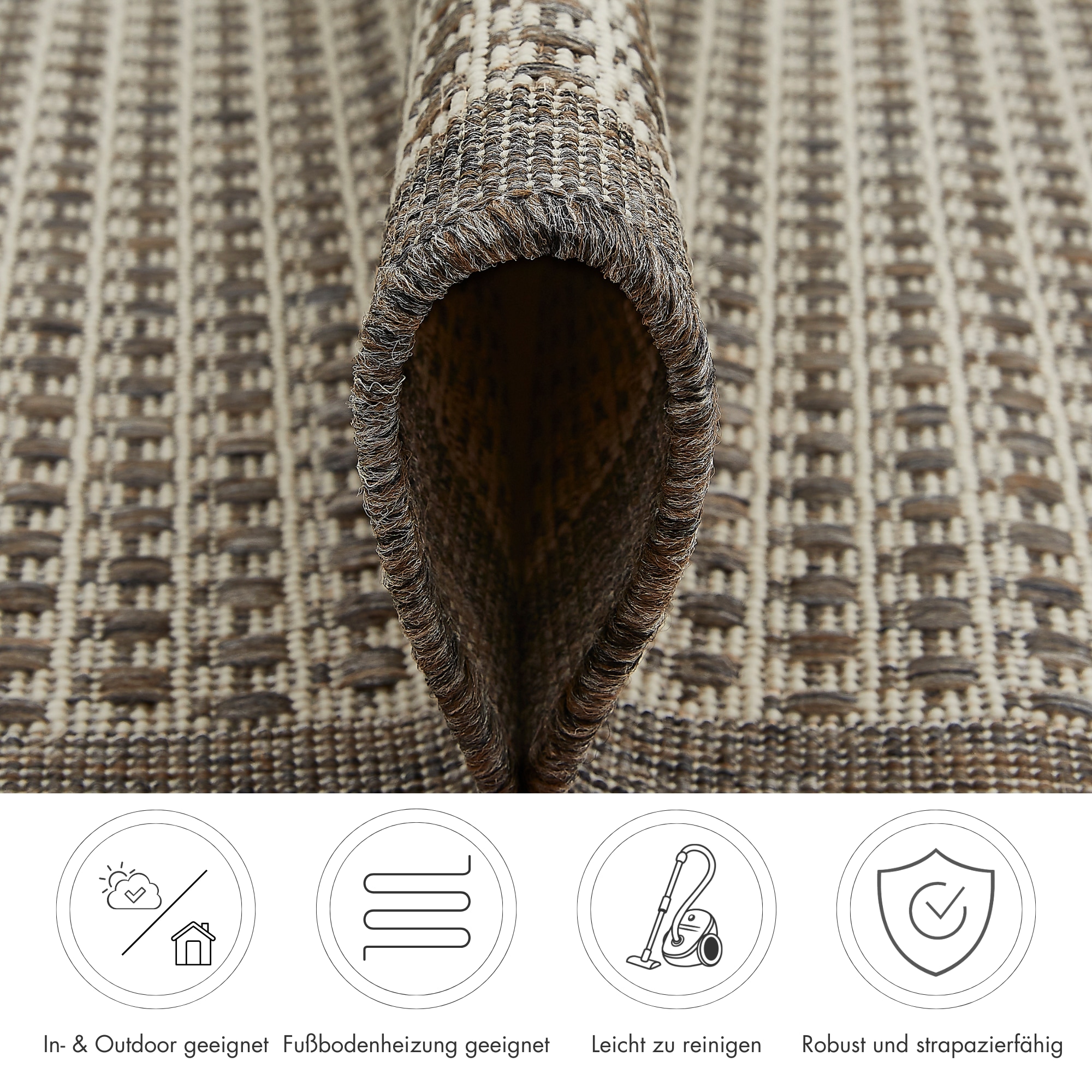 Andiamo Teppich »Savannah« rechteckig 4 mm Höhe Flachgewebe, In- und Outdoor geeignet, Wohnzimmer