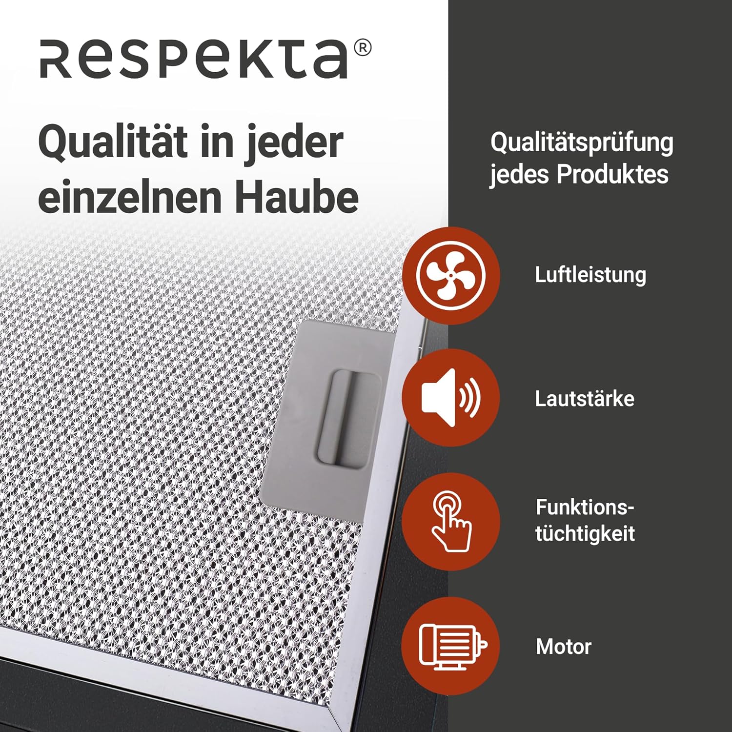 Respekta Dunstabzugshaube / Schräghaube 80 cm / Metallgehäuse mit Glasschirm in Schwarz / Abluft - und Umluftfunktion / CH24080SM / A / 65 – 70 dB