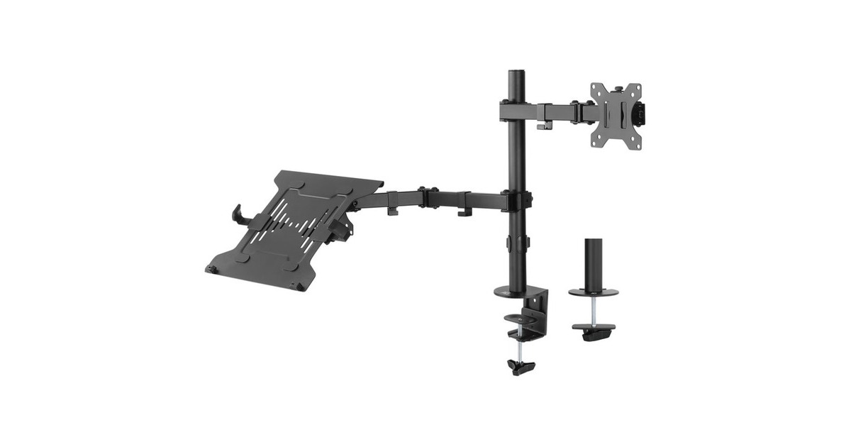 ACT ConnectivityMonitorarm met laptophouder, 1 scherm bevestiging  (Zwart)