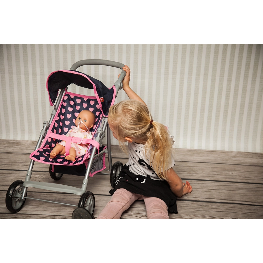 knorr toys® Puppenbuggy Liba - Pink Hearts blau