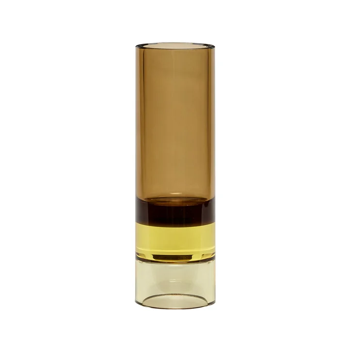 Hübsch Interior - Kristall Teelichthalter / Vase, braun / gelb