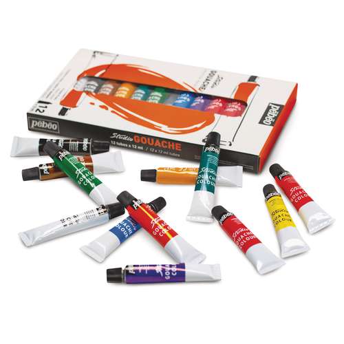 pébéo Studio Gouache 12er-Set, 12-ml-Tuben
