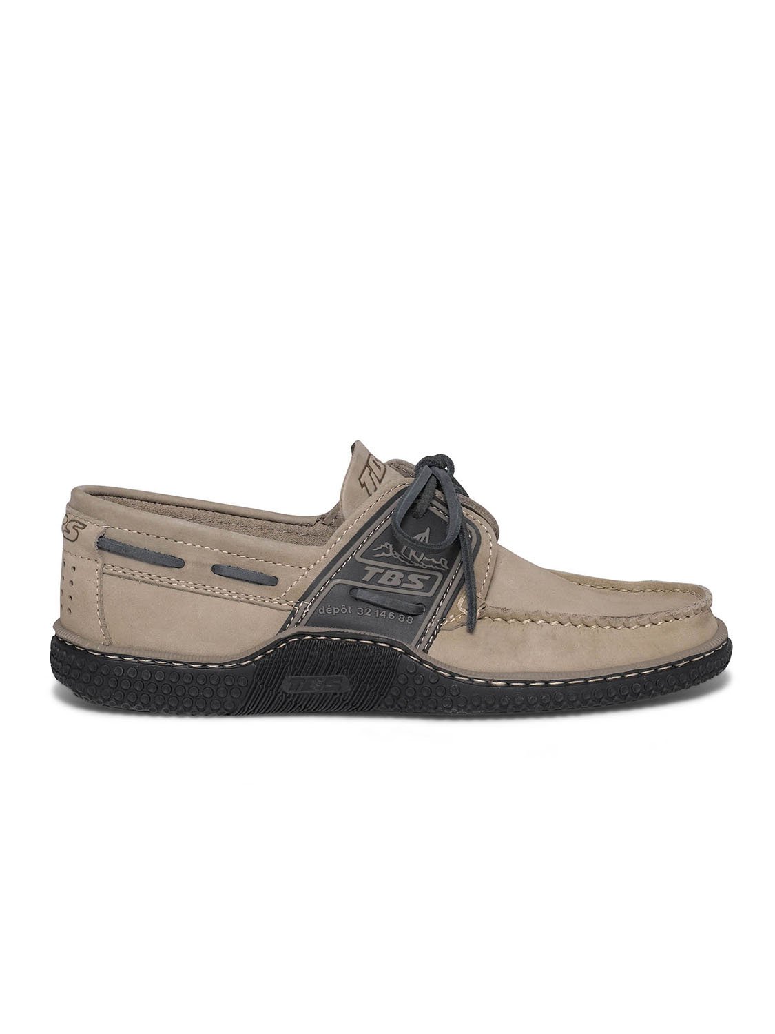 Chaussures Bateau Homme Cuir Beige et Marine
