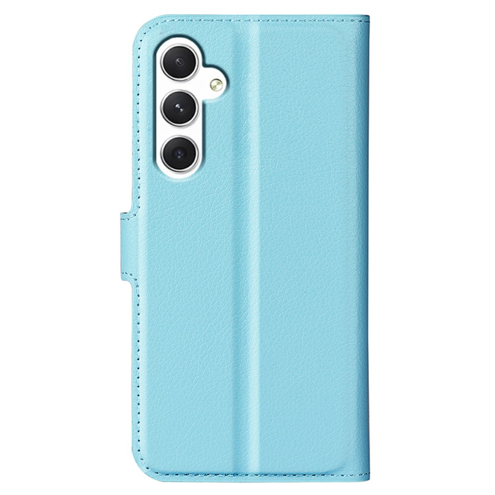 Samsung Galaxy S24 Leder Tasche Flip Cover Litchi Look - Hellblau