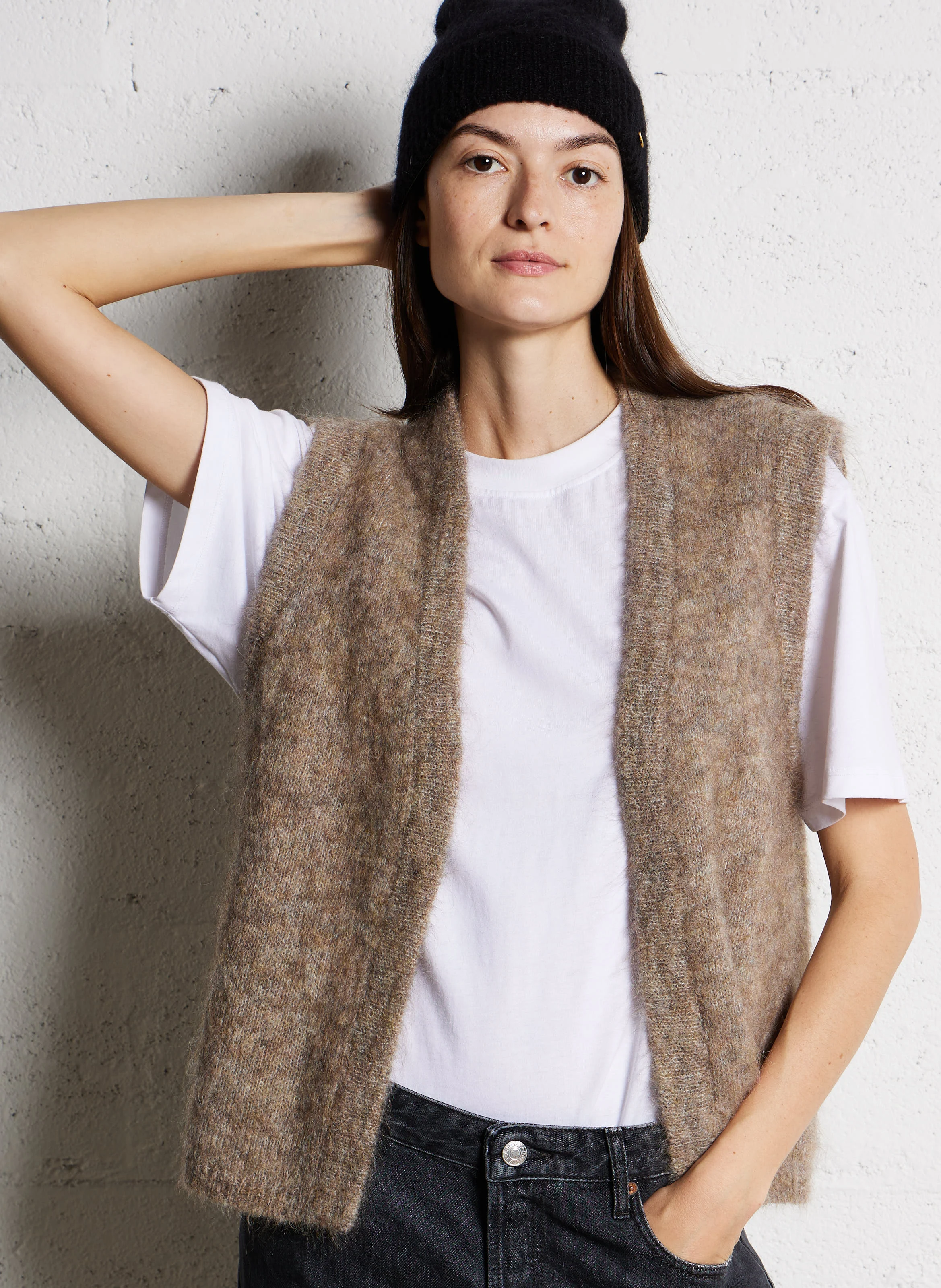 BUNNY - Gilet en laine mélangée | Marron
