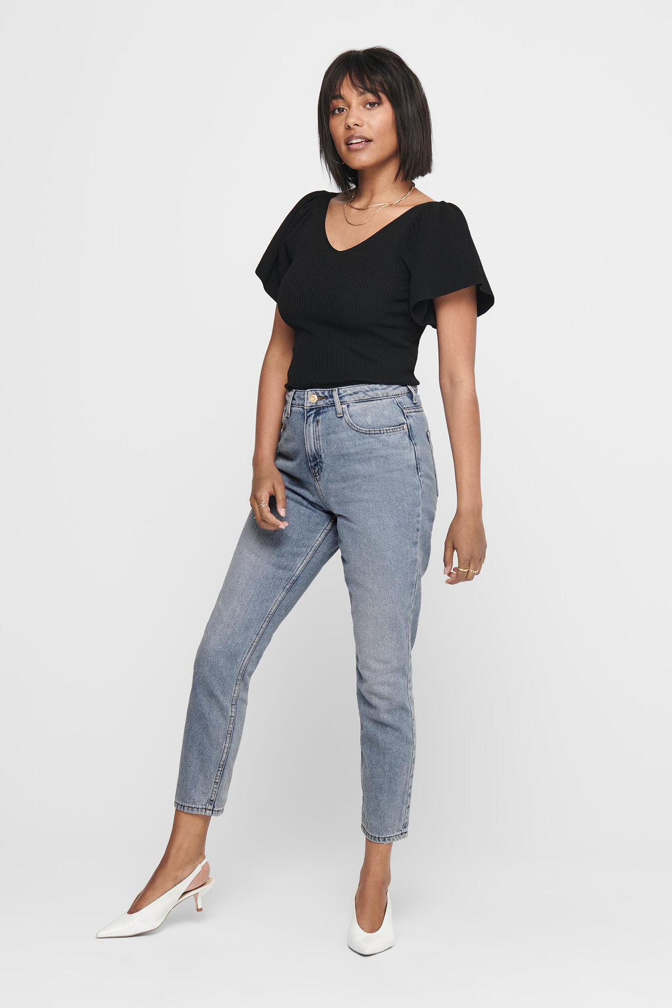 Blusa de manga curta com amarração