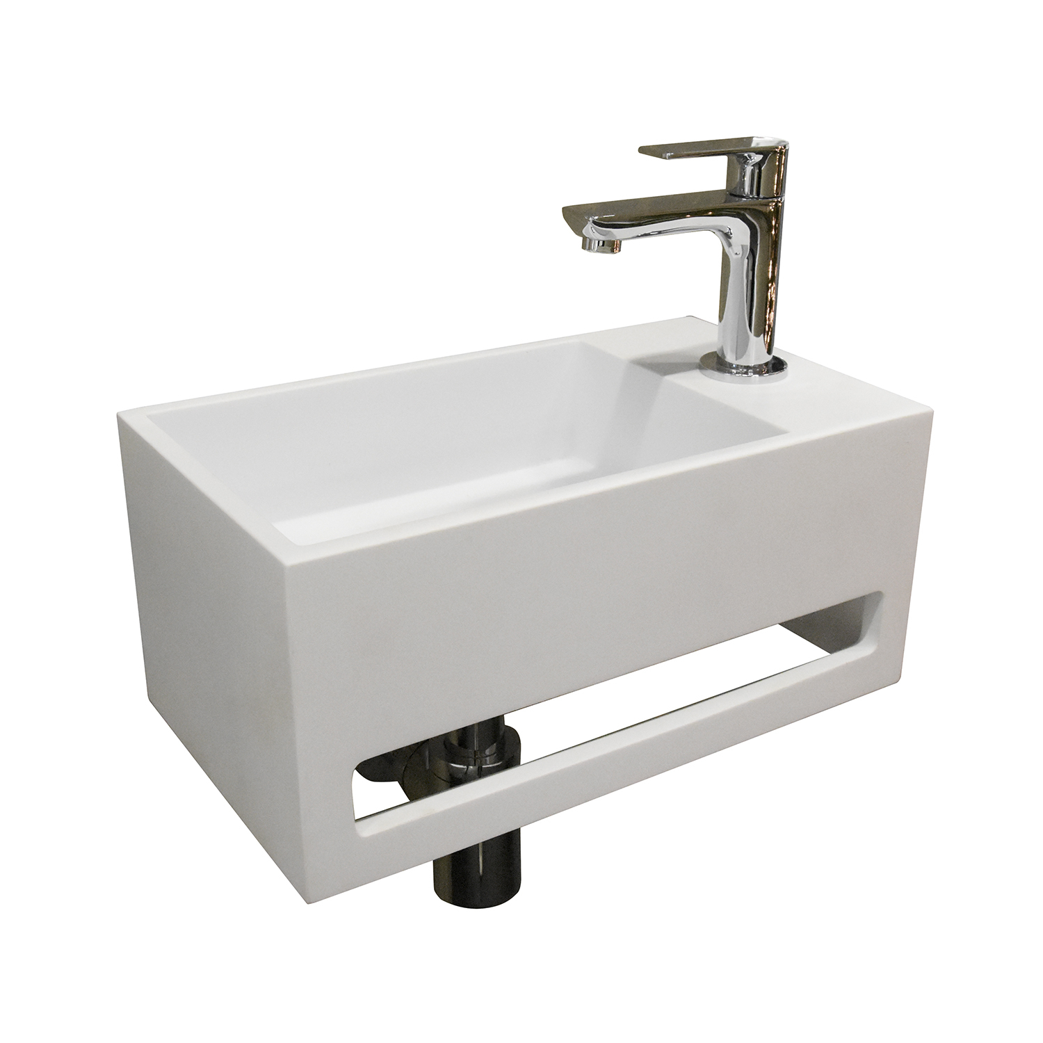 Mueller Solid Surface fontein met handdoekhouder rechts