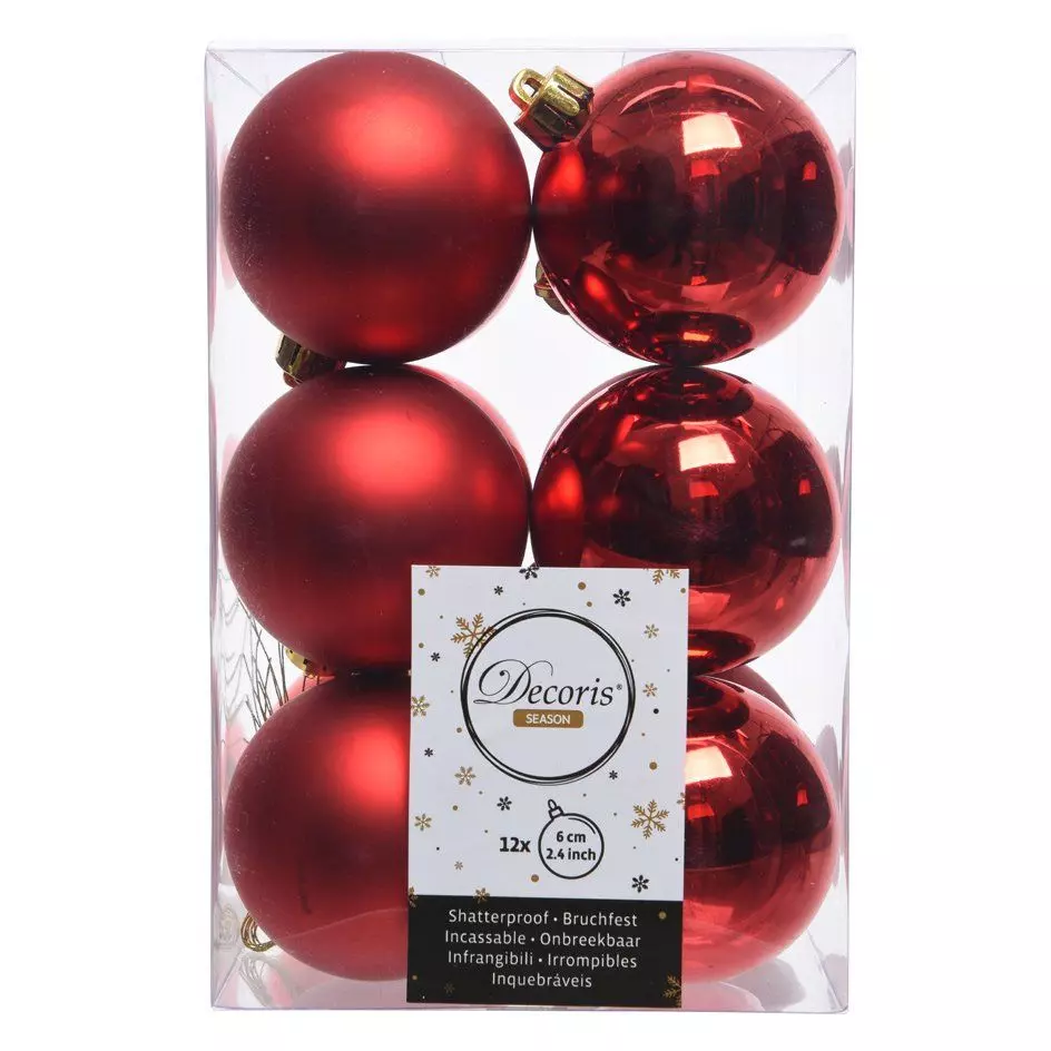 Lot de 12 boules de Noël (D60 mm) Alpine Rouge