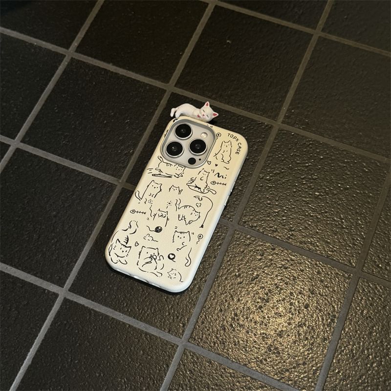Elliure - Katten telefoonhoesje / zelfklevende decoratie / set - iPhone 16 Pro Max / 16 Pro / 16 Plus / 16 / 15 Pro Max / 15 Pro / 15 Plus / 15 / 14 Pro Max / 14 Pro / 14 Plus / 14 / 13 Pro Max / 13 Pro / 13 / 13 Mini