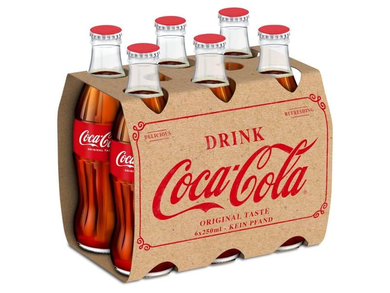Coca Cola Soft-Drinks Original Taste 6 x 0.25 l Prickelndes Erfrischungsgetränk mit Koffein