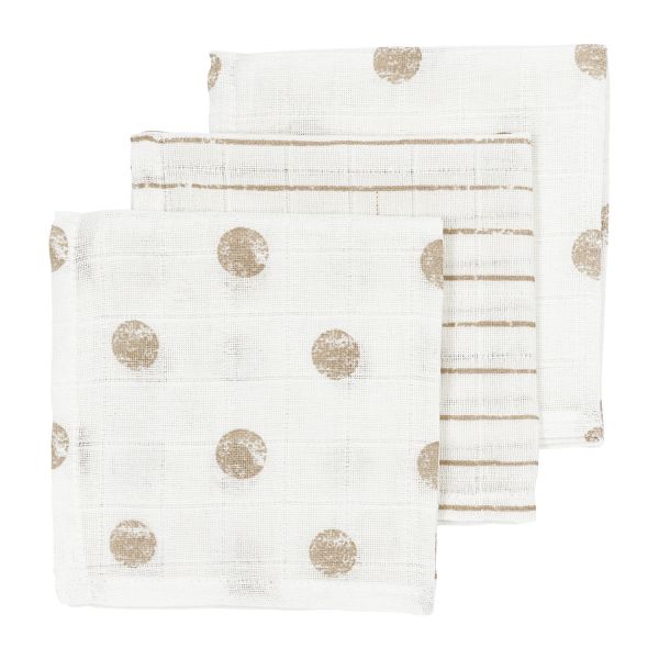 Meyco Monddoekjes - 3 Stuks - Dot Stripe - Sand