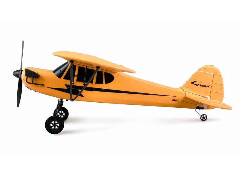 Amewi Motorflugzeug Piper J-3 Cub 505 mm, Gelb Gyro, RTF Kompaktes Piper J3 Cub 3-Kanal Einsteiger Modell