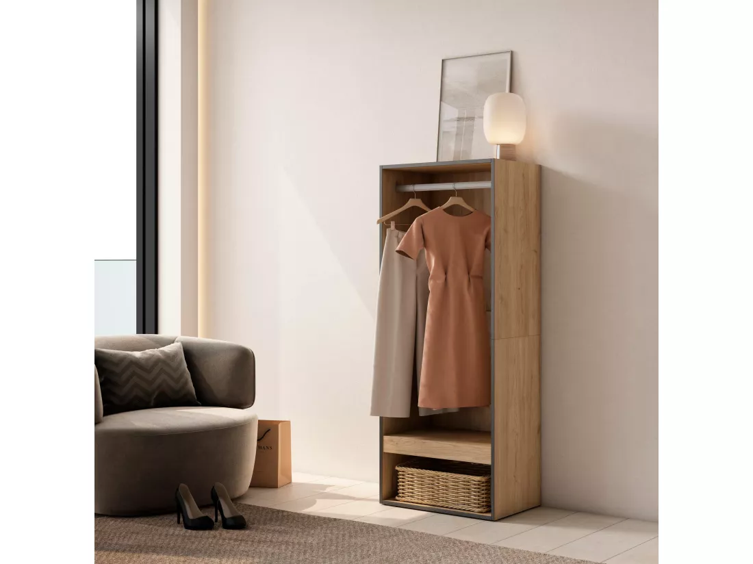 Armoire Vestiaire ouvert, 60x35x145 cm, Chambre à coucher, pièce, Vêtement, Dressing, Chêne