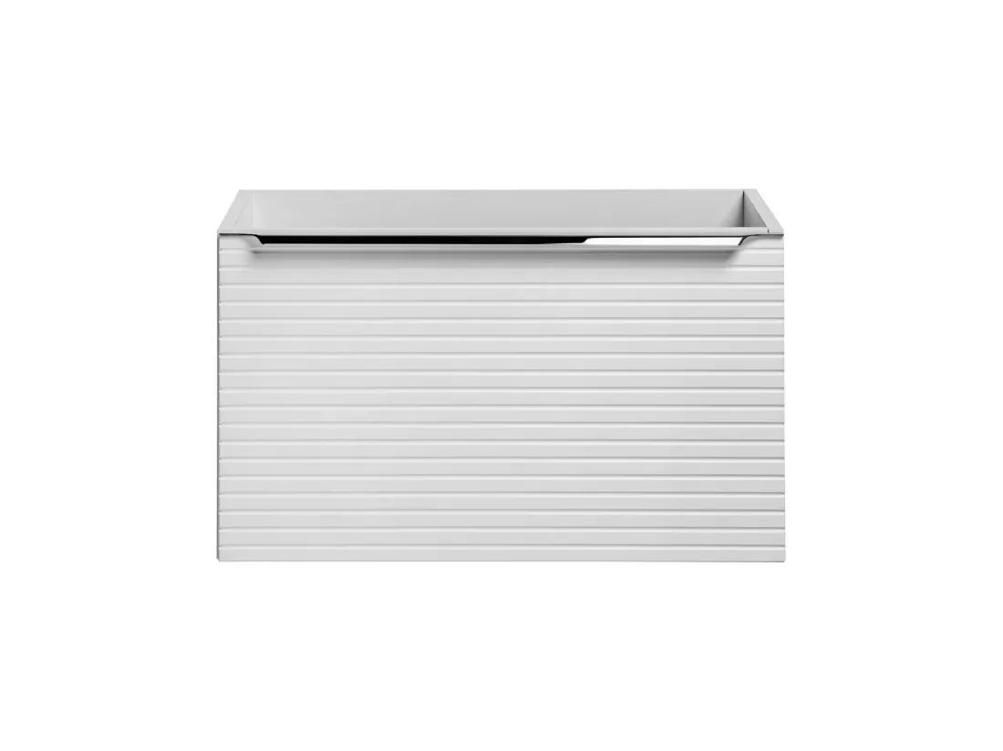 Meuble sous vasque suspendu strié blanc - 60 cm - LATOMA