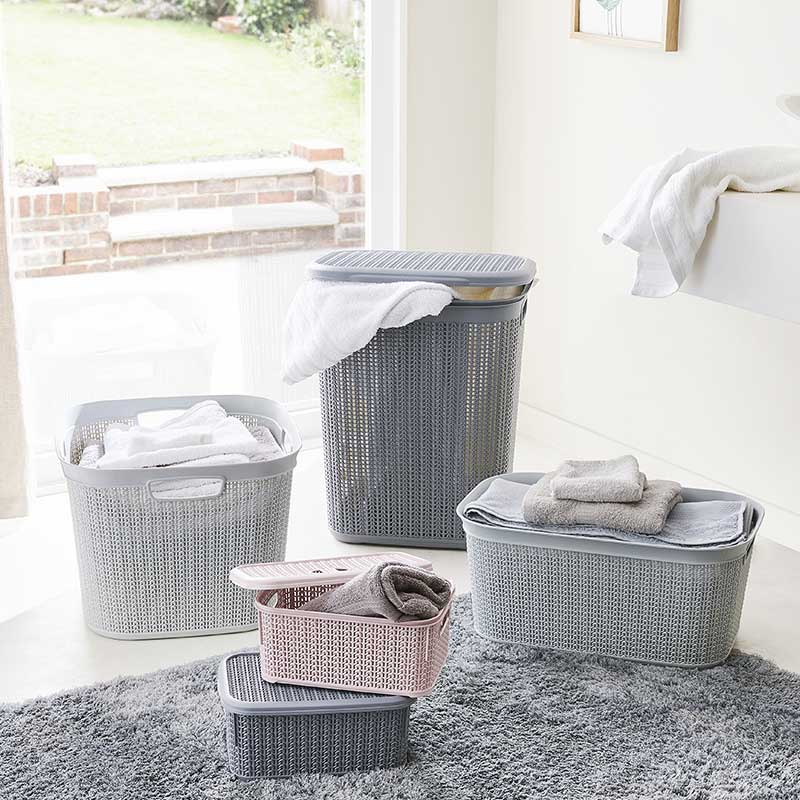 Coffre à linge 'Novi' gris