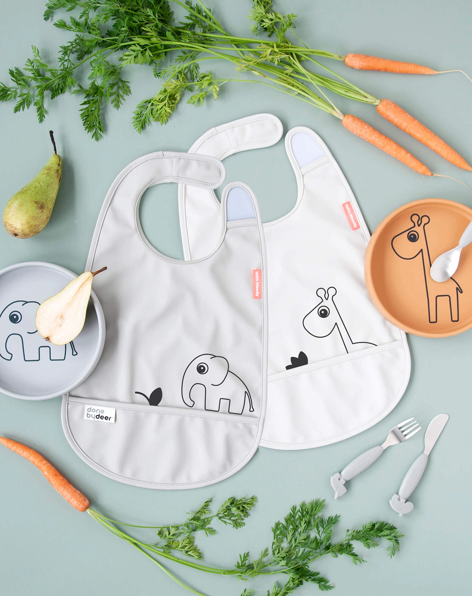 Klett-Lätzchen DEER FRIENDS 2er Pack in rosa