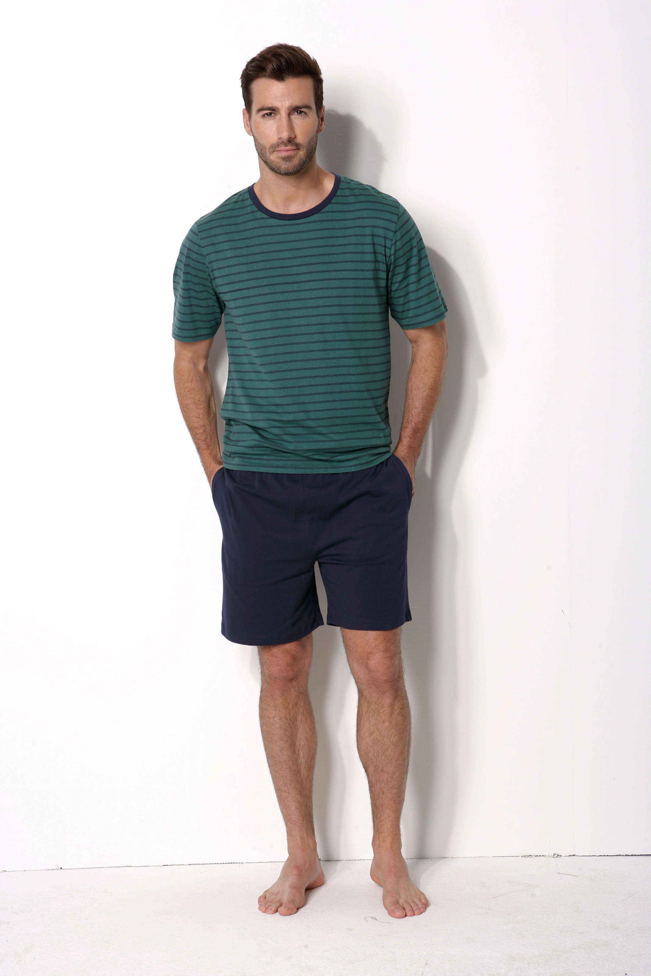 le jogger® Pyjama, 4 Stk. Schlafanzug im Streifendesign