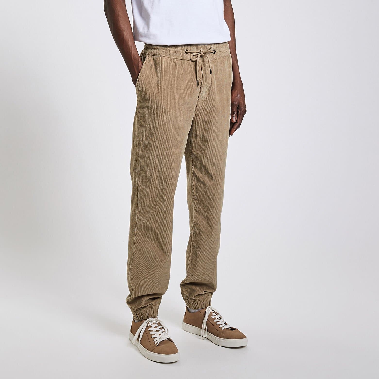 Pantalon jogging en velours Beige