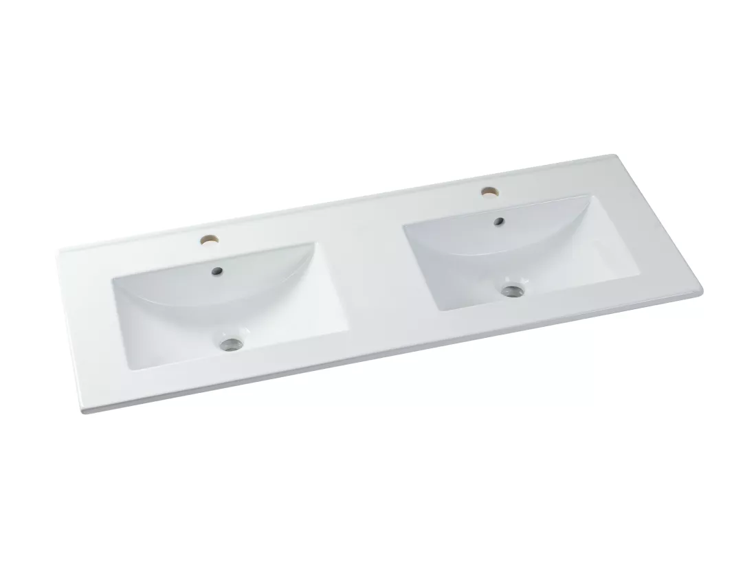 Meuble de salle de bain suspendu strié avec vasque à encastrer - Noir - 120 cm - ZEVARA