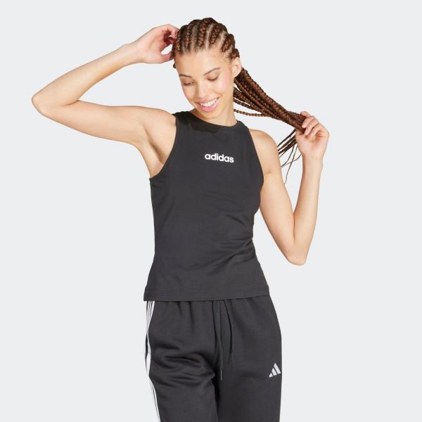 Adidas Top de Alças de Fitness em Algodão Preto-xs
