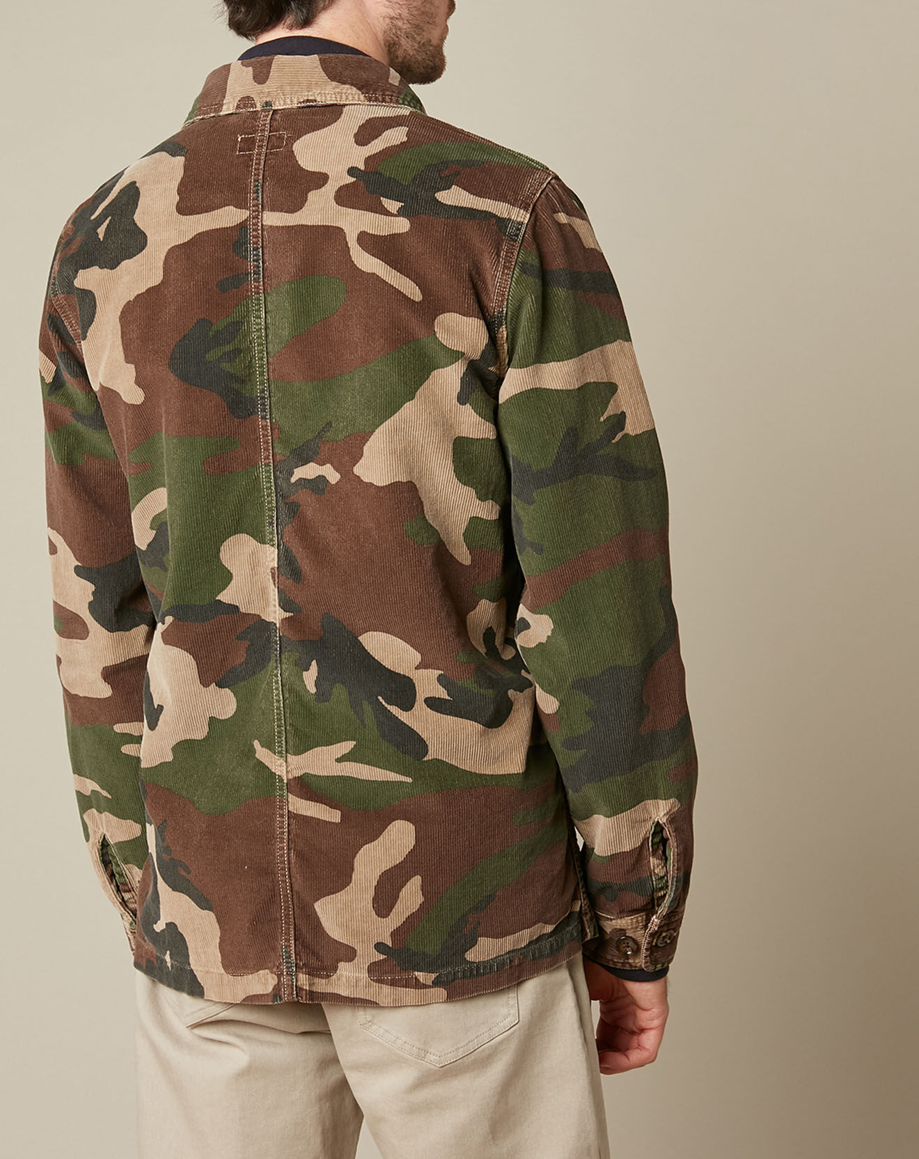 Hartford Veste en Velours côtelé Sherpa camo print marron/kaki/beige