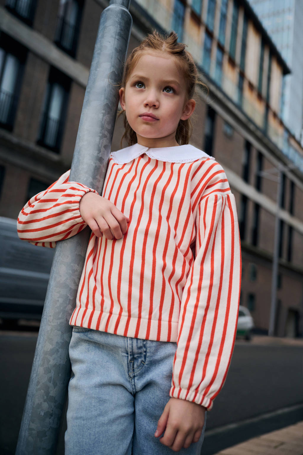 Tumble 'n Dry gestreepte sweater Stella wit/oranje